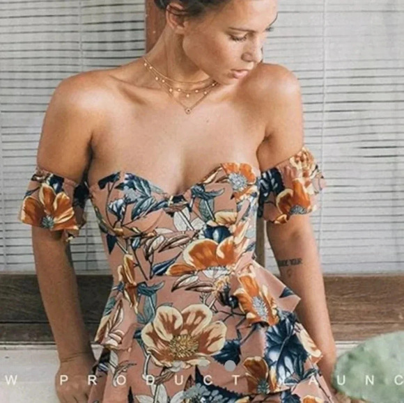 For Love And Lemons Flamenco Strapless Corset Floral Mini Dress Size Small. - Picture 4 of 16